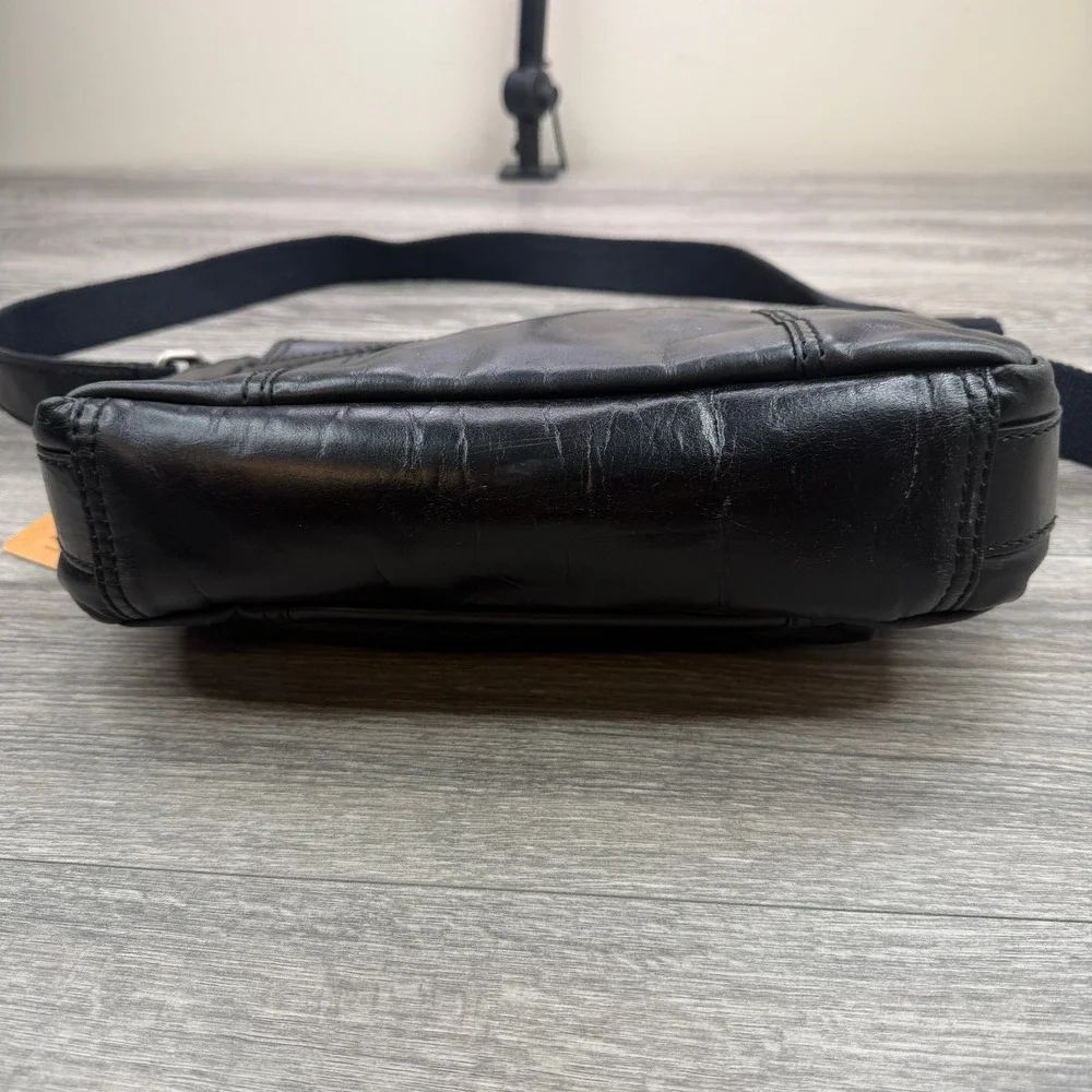 Fossil Grant Commuter Messenger Bag MBG1243001 Black Leather Shoulder Crossbody